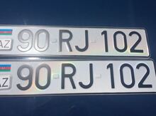 Avtomobil qeydiyyat nişanı - 90-RJ-102