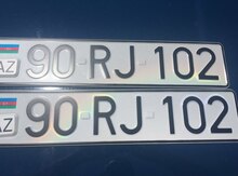 Avtomobil qeydiyyat nişanı - 90-RJ-102