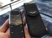 Vertu Plate Silver Chrome Black Alligator leather Matt