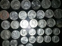 Quarter dollar five cents və one dime