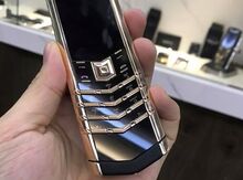 Vertu Elegants Siver Plate Black leather Design