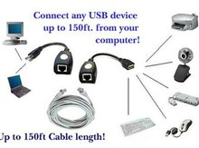 USB RJ45 Extension Adapter up to 150 ft