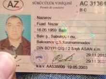 Sürücülük vəsiqəsi (itmiş əşya)