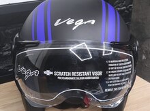 Dəbilqə "Vega Helmets JET W/VISOR Old School Black, Blue lines"