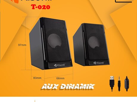 Stereo Dinamik "Kisonli T020" (Usb Aux səs gücləndirici)