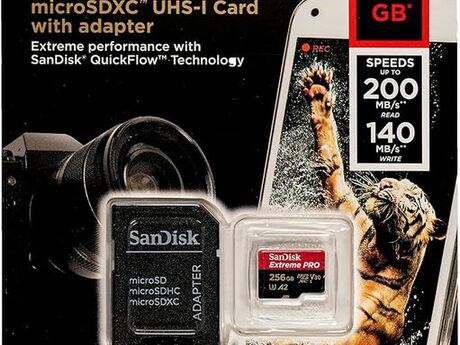SD Kart "SanDisk 256GB Extreme PRO MicroSDXC UHS-I Card with adapter SDSQXCD-256G-GN6MA" SD Kart "SanDisk 256GB Extreme PRO MicroSDXC UHS-I Card with adapter SDSQXCD-256G-GN6MA"