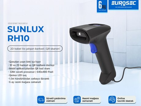 Barkod və QR kod skaneri "Sunlux RH10" Barkod və QR kod skaneri "Sunlux RH10"