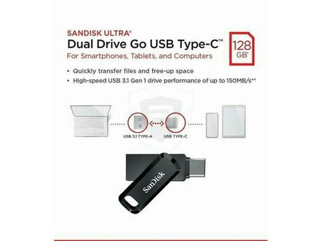 Flaş kart "SanDisk 128GB Ultra Dual Drive Go USB Type-C Flash"