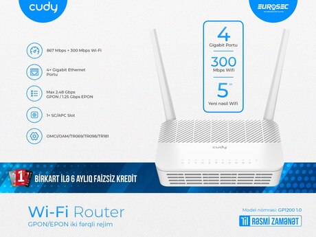 GPON/EPON Wi-Fi Router "Cudy GP1200"
