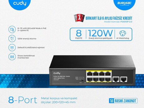 8 Port FE-PoE Switch "Cudy FS1010P | 2.0"