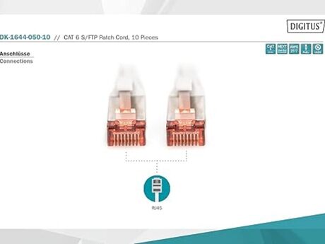 Digitus LAN Cable Cat 6, 10 m RJ45 Network Cable Digitus LAN Cable Cat 6, 10 m RJ45 Network Cable
