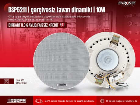 Çərçivəsiz tavan dinamiki "DSPPA 5211 | 10W" 16.5 sm 
