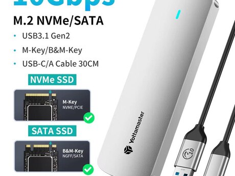 Yottamaster M.2 NVME SATA SSD Enclosure Adapter, USB 3.2 10 Gbps to NVME PCI-E SATA M-Key/(B+M) Key Yottamaster M.2 NVME SATA SSD Enclosure Adapter, USB 3.2 10 Gbps to NVME PCI-E SATA M-Key/(B+M) Key