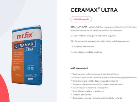 "Ceramax Ultra" mərmər qranit yapışdırıcısı