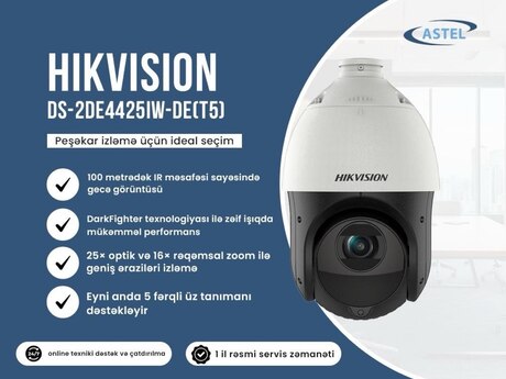 Videomüşahidə kamerası "Hikvision PTZ DS-2DE4425IW-DE(T5)"