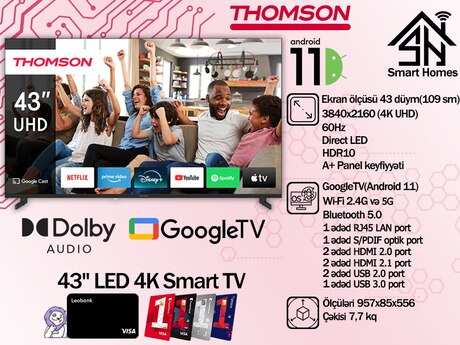 Televizor "Thomson Smart TV 4K Google TV Black"
