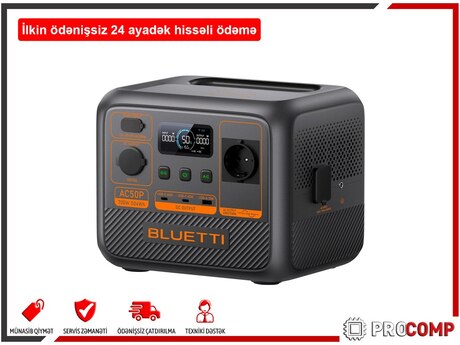Portativ günəş elektrik stansiyası "Bluetti AC50P Portable Power Station | 700W 504Wh AC50P/AZ"