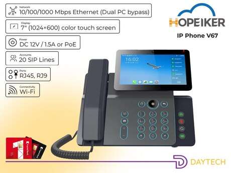 V67 IP Telefon, 20 SIP Xətti, HD Səs