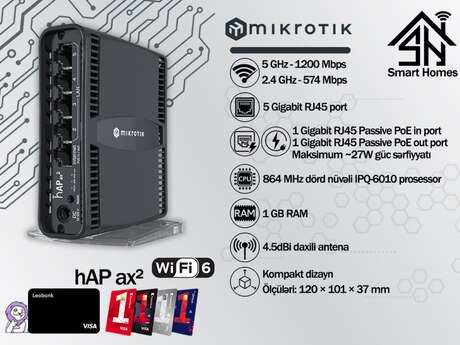 Router MikroTik Wi-Fi 6 AP PoE  hAP ax²