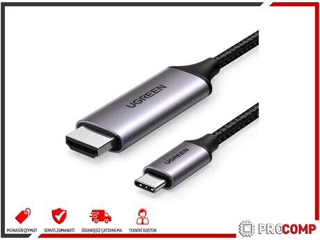 50570 UGREEN USB-C to HDMI Male to Male 4K Cable Aluminum Shell 1.5m (Gray Black) MM142 50570 UGREEN USB-C to HDMI Male to Male 4K Cable Aluminum Shell 1.5m (Gray Black) MM142