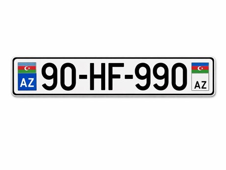 Avtomobil qeydiyyat nişanı - 90-HF-990 Avtomobil qeydiyyat nişanı - 90-HF-990