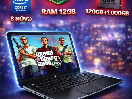 HP 17'3 Mat ekranlı/i7-8nüvəli/12GB Ram/SSD+HDD-1.000