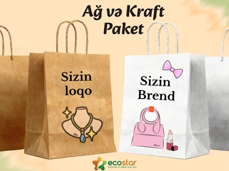 Çanta kraft və ağ Çanta kraft və ağ