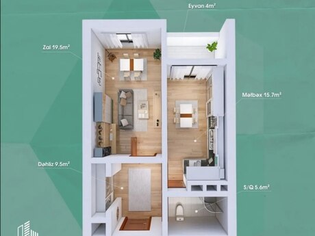 Həzi Aslanovda 1 otaqlı yeni tikili mənzil satılır, 55 m², 148 000 AZN, şəkil 5 / 12