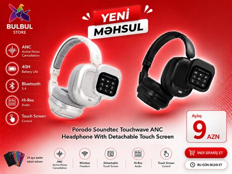 Porodo Soundtec Touchwave ANC Headphone With Detachable Touch Screen