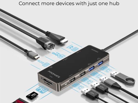 (Çevirici) Promate Compact 9-in-1 Multiport USB-C Hub PrimeHub-Go (Çevirici) Promate Compact 9-in-1 Multiport USB-C Hub PrimeHub-Go