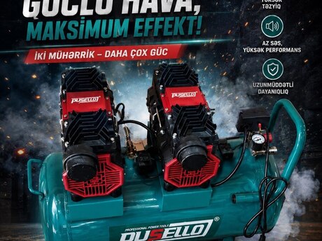 İki mühərrikli hava kompressoru PUSELLO 50L 