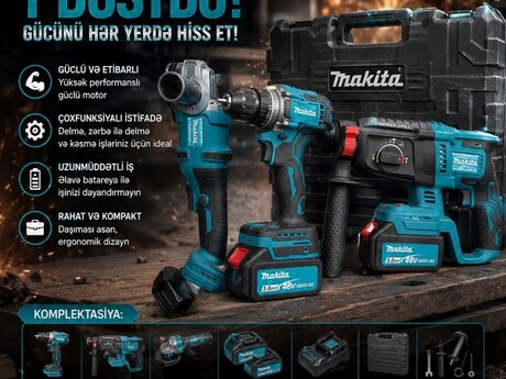 Makita 3-lü akkumulyatorlu alət dəsti 