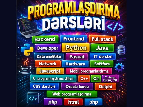 C C++ C#, Python, Java Developer Backend frontend dərsləri