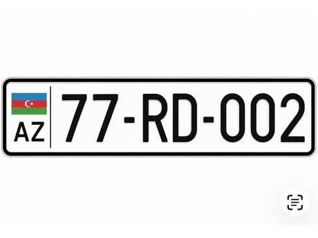Avtomobil qeydiyyat nişanı - 77-RD-002 Avtomobil qeydiyyat nişanı - 77-RD-002