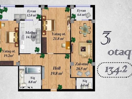 28 Mayda 3 otaqlı yeni tikili mənzil satılır, 134 m², 336 000 AZN, şəkil 2 / 5