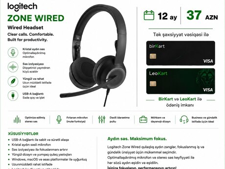 Qulaqlıq LOGITECH ZONE WIRED