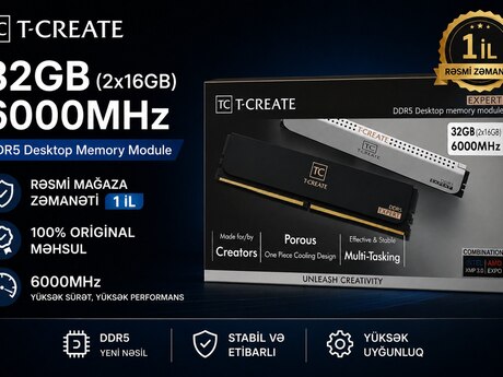 Operativ yaddaş "TEAM T-CREATE EXPERT 32GB (2x16GB) DDR5 6000MHz CL38"