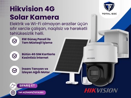 Hikvision 4MP Günəş Panelli 4G PTZ Kamera (DS-2CFSP4/4G)