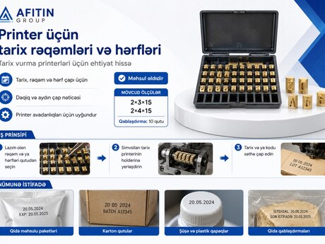 Printer üçün tarix rəqəmləri və hərfləri 