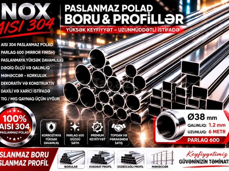 AISI 304 / SUS 304 paslanmaz polad borular EN 10296 AISI 304 / SUS 304 paslanmaz polad borular EN 10296