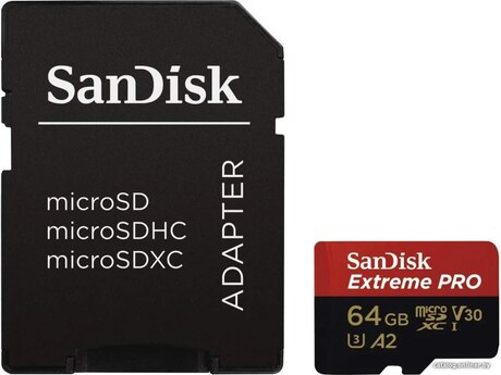 SD Kart "SanDisk 64GB Extreme PRO MicroSDXC UHS-I Card with adapter SDSQXCD-64g-GN6MA" SD Kart "SanDisk 64GB Extreme PRO MicroSDXC UHS-I Card with adapter SDSQXCD-64g-GN6MA"