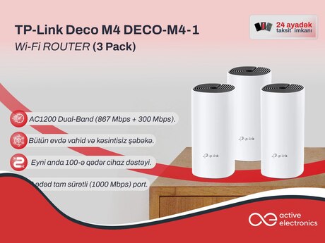 Mesh Wi-Fi Sistemi TP-Link Deco M4 3-Pack