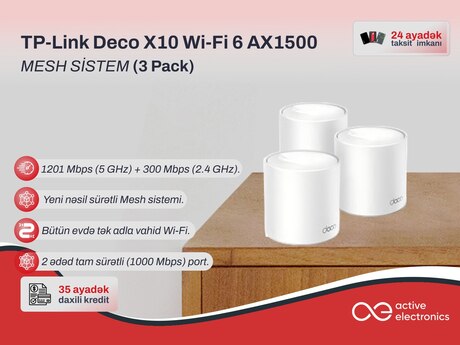 Mesh Wi-Fi Sistemi TP-Link Deco X10 AX1500 (3-Pack)