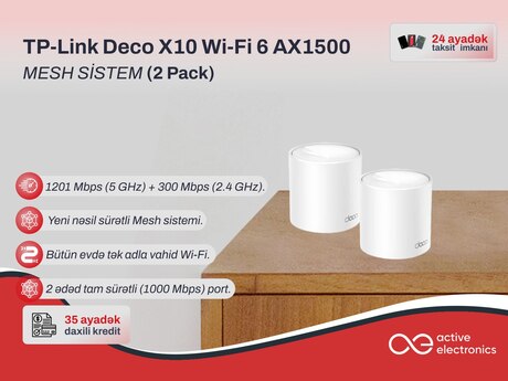 Mesh Wi-Fi Sistemi TP-Link Deco X10 AX1500 (2-Pack)