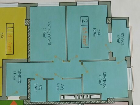 Əmircanda 2 otaqlı yeni tikili mənzil satılır, 65,6 m², 150 000 AZN, şəkil 4 / 12