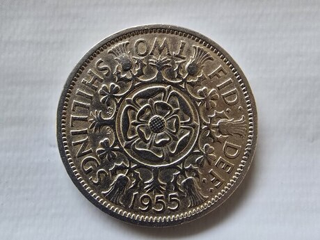 1955 il Kolleksiyalıq İngilis pulu 2 Shillings