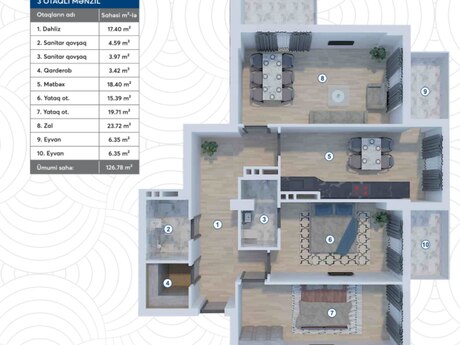 Lake City kompleksində 3 otaqlı yeni tikili mənzil satılır, 127 m², 355 000 AZN, şəkil 4 / 12