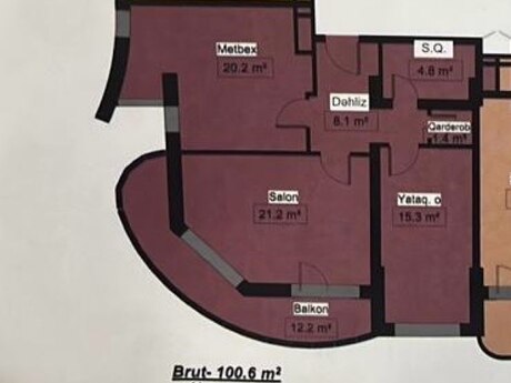 2-room new-build apartment for sale in Diamanti Residence, 101 m², 114 300 AZN, photo 5 / 9