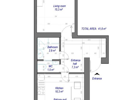 8 Noyabrda 1 otaqlı köhnə tikili mənzil satılır, 36,5 m², 182 000 AZN, şəkil 3 / 5