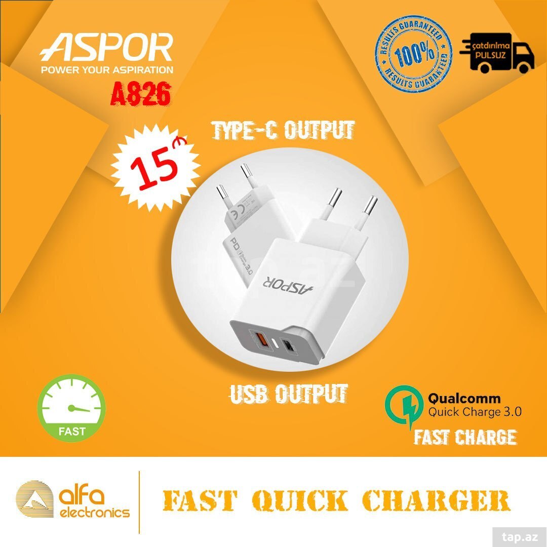 "Aspor" Qulaqlıq, Şarj Aləti Adapter Başlığı, Power Bank (5)